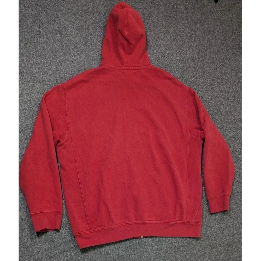 Vintage Polo Ralph Lauren Hoodie Mens Red 2XLT Tall Full Zip‎ Grunge Workwear